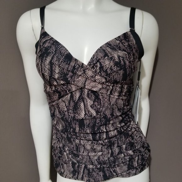 Calvin Klein Printed Twist Tummy-Control Tankini Top Size Small - Picture 2 of 9